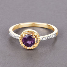 Load image into Gallery viewer, 0.92 Carat Genuine Ruby and White Diamond 14K Yellow Gold Ring