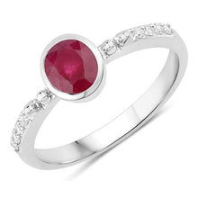 将图片加载到图库查看器,1.00 Carat Genuine Ruby and White Diamond 14K White Gold Ring