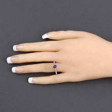 将图片加载到图库查看器,1.00 Carat Genuine Ruby and White Diamond 14K White Gold Ring