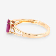 将图片加载到图库查看器,0.95 Carat Genuine Ruby and White Diamond 14K Yellow Gold Ring