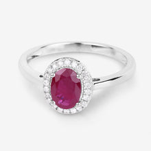 Load image into Gallery viewer, 1.06 Carat Genuine Ruby and White Diamond 14K White Gold Ring