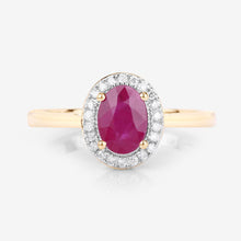 Load image into Gallery viewer, 1.06 Carat Genuine Ruby and White Diamond 14K Yellow Gold Ring