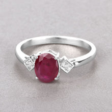 Load image into Gallery viewer, 1.22 Carat Genuine Ruby and White Diamond 14K White Gold Ring