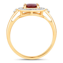 将图片加载到图库查看器,1.67 Carat Genuine Ruby and White Diamond 14K Yellow Gold Ring