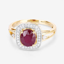 将图片加载到图库查看器,1.67 Carat Genuine Ruby and White Diamond 14K Yellow Gold Ring