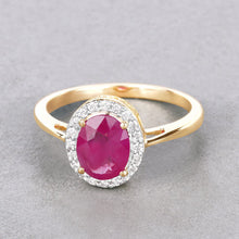 Load image into Gallery viewer, 1.83 Carat Genuine Ruby and White Diamond 14K Yellow Gold Ring