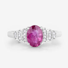 Load image into Gallery viewer, 1.52 Carat Genuine Ruby and White Diamond 14K White Gold Ring
