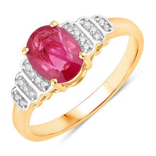 Load image into Gallery viewer, 1.52 Carat Genuine Ruby and White Diamond 14K Yellow Gold Ring