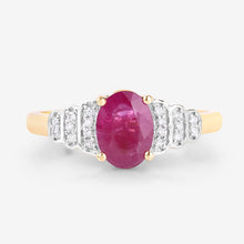 Load image into Gallery viewer, 1.52 Carat Genuine Ruby and White Diamond 14K Yellow Gold Ring