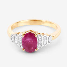 Load image into Gallery viewer, 1.52 Carat Genuine Ruby and White Diamond 14K Yellow Gold Ring