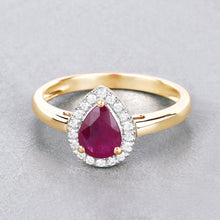 Load image into Gallery viewer, 1.02 Carat Genuine Ruby and White Diamond 14K Yellow Gold Ring