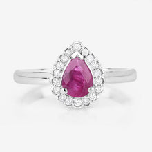 Load image into Gallery viewer, 0.94 Carat Genuine Ruby and White Diamond 14K White Gold Ring