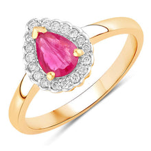 Load image into Gallery viewer, 0.94 Carat Genuine Ruby and White Diamond 14K Yellow Gold Ring