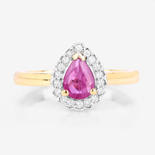 Load image into Gallery viewer, 0.94 Carat Genuine Ruby and White Diamond 14K Yellow Gold Ring