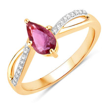 Load image into Gallery viewer, 0.52 Carat Genuine Ruby and White Diamond 14K Yellow Gold Ring