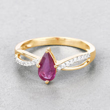 Load image into Gallery viewer, 0.52 Carat Genuine Ruby and White Diamond 14K Yellow Gold Ring