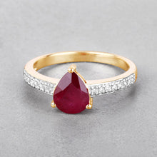 Load image into Gallery viewer, 1.56 Carat Genuine Ruby and White Diamond 14K Yellow Gold Ring
