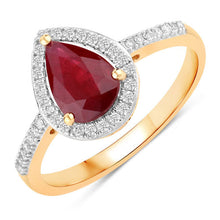 Load image into Gallery viewer, 1.25 Carat Genuine Ruby and White Diamond 14K Yellow Gold Ring