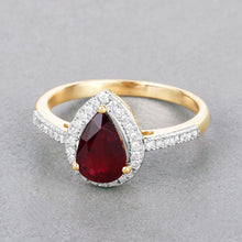 Load image into Gallery viewer, 1.25 Carat Genuine Ruby and White Diamond 14K Yellow Gold Ring
