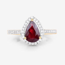 Load image into Gallery viewer, 1.25 Carat Genuine Ruby and White Diamond 14K Yellow Gold Ring