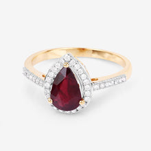 Load image into Gallery viewer, 1.25 Carat Genuine Ruby and White Diamond 14K Yellow Gold Ring