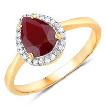 Load image into Gallery viewer, 1.30 Carat Genuine Ruby and White Diamond 14K Yellow Gold Ring