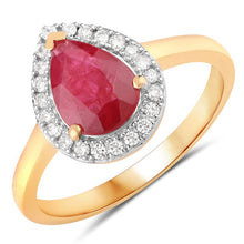 Load image into Gallery viewer, 1.38 Carat Genuine Ruby and White Diamond 14K Yellow Gold Ring