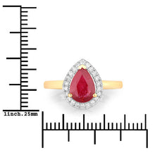 Load image into Gallery viewer, 1.38 Carat Genuine Ruby and White Diamond 14K Yellow Gold Ring