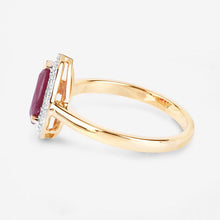 Load image into Gallery viewer, 1.38 Carat Genuine Ruby and White Diamond 14K Yellow Gold Ring