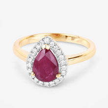 Load image into Gallery viewer, 1.38 Carat Genuine Ruby and White Diamond 14K Yellow Gold Ring