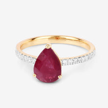 将图片加载到图库查看器,1.68 Carat Genuine Ruby and White Diamond 14K Yellow Gold Ring
