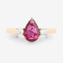 Load image into Gallery viewer, 1.08 Carat Genuine Ruby and White Diamond 14K Yellow Gold Ring