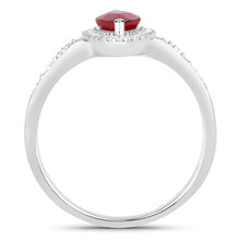 Load image into Gallery viewer, 0.96 Carat Genuine Ruby and White Diamond 14K White Gold Ring