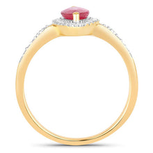 将图片加载到图库查看器,0.96 Carat Genuine Ruby and White Diamond 14K Yellow Gold Ring