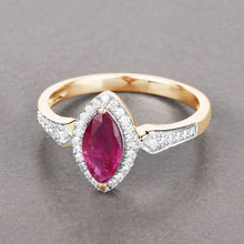 将图片加载到图库查看器,0.96 Carat Genuine Ruby and White Diamond 14K Yellow Gold Ring