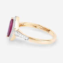 将图片加载到图库查看器,0.96 Carat Genuine Ruby and White Diamond 14K Yellow Gold Ring