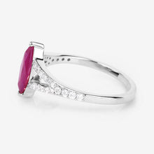 将图片加载到图库查看器,1.58 Carat Genuine Ruby and White Diamond 14K White Gold Ring
