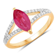 Load image into Gallery viewer, 1.58 Carat Genuine Ruby and White Diamond 14K Yellow Gold Ring
