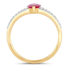 Load image into Gallery viewer, 1.58 Carat Genuine Ruby and White Diamond 14K Yellow Gold Ring