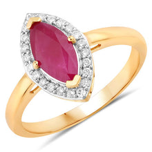 Load image into Gallery viewer, 1.57 Carat Genuine Ruby and White Diamond 14K Yellow Gold Ring