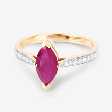 Load image into Gallery viewer, 1.51 Carat Genuine Ruby and White Diamond 14K Yellow Gold Ring