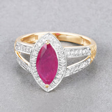 Load image into Gallery viewer, 1.06 Carat Genuine Ruby and White Diamond 14K Yellow Gold Ring