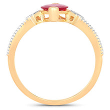 将图片加载到图库查看器,1.01 Carat Genuine Ruby and White Diamond 14K Yellow Gold Ring