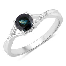 Load image into Gallery viewer, 0.88 Carat Genuine Blue Sapphire and White Diamond 14K White Gold Ring