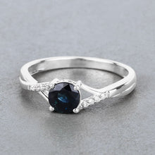 Load image into Gallery viewer, 0.88 Carat Genuine Blue Sapphire and White Diamond 14K White Gold Ring