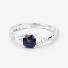 Load image into Gallery viewer, 0.88 Carat Genuine Blue Sapphire and White Diamond 14K White Gold Ring