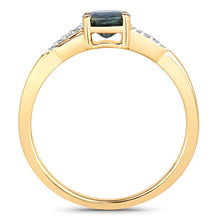 Load image into Gallery viewer, 0.88 Carat Genuine Blue Sapphire and White Diamond 14K Yellow Gold Ring