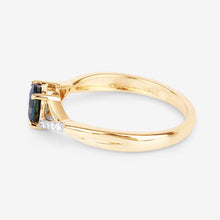 Load image into Gallery viewer, 0.88 Carat Genuine Blue Sapphire and White Diamond 14K Yellow Gold Ring