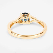 Load image into Gallery viewer, 0.88 Carat Genuine Blue Sapphire and White Diamond 14K Yellow Gold Ring