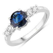 Load image into Gallery viewer, 1.38 Carat Genuine Blue Sapphire and White Diamond 14K White Gold Ring